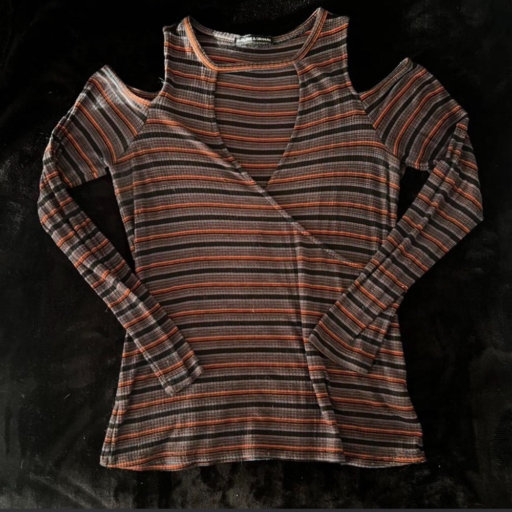 Harlowe & Graham Multicolor Striped Cold Shoulder Top